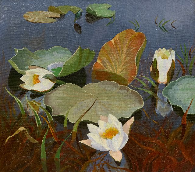 Dirk Smorenberg | Water lilies, oil on canvas, 39.3 x 44.4 cm, signed l.r.