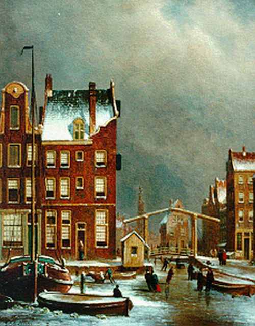 Jongh O.R. de | View of the Groenburgwal, Amsterdam, oil on canvas 67.0 x 54.0 cm, signed l.l.