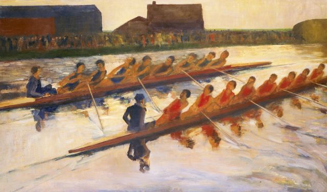 Pieneman N.  | The boat-race on the river Amstel, Amsterdam, oil on canvas 60.5 x 100.5 cm, signed l.r.