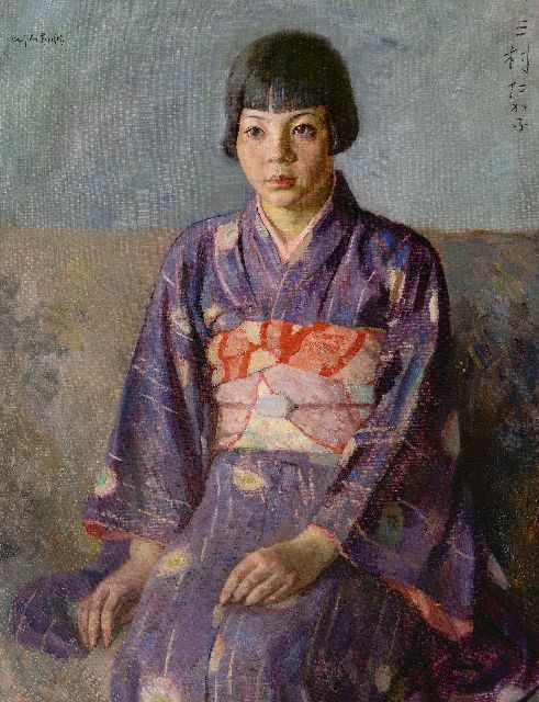 Otto  Herschel | Girl in Japanese kimono, oil on canvas, 91.8 x 71.5 cm, signed u.l.