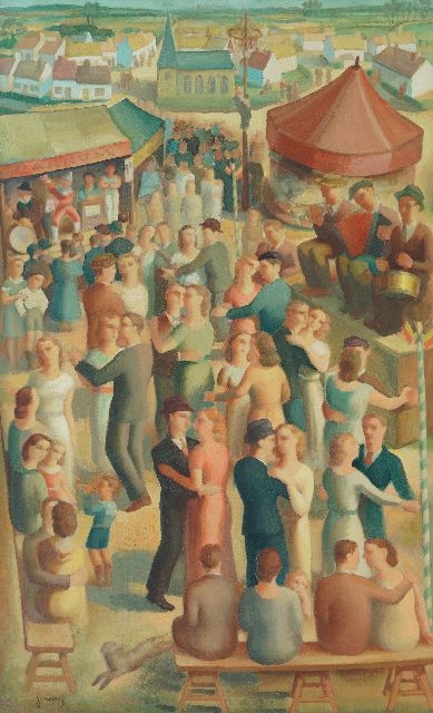 C. Goossens | Fair in Flanders, oil on panel, 114.8 x 70.5 cm, signed l.l.