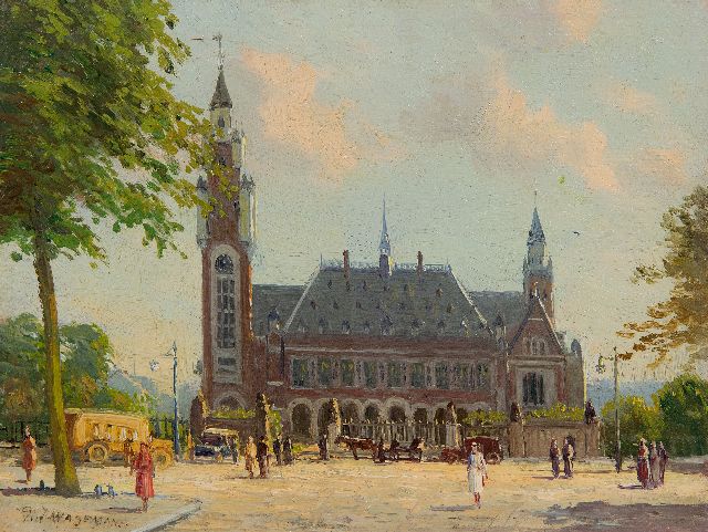 Piet Wagemans | View of the Peace Palace in The Hague, oil on panel, 18.5 x 24.3 cm, signed l.l. and without frame