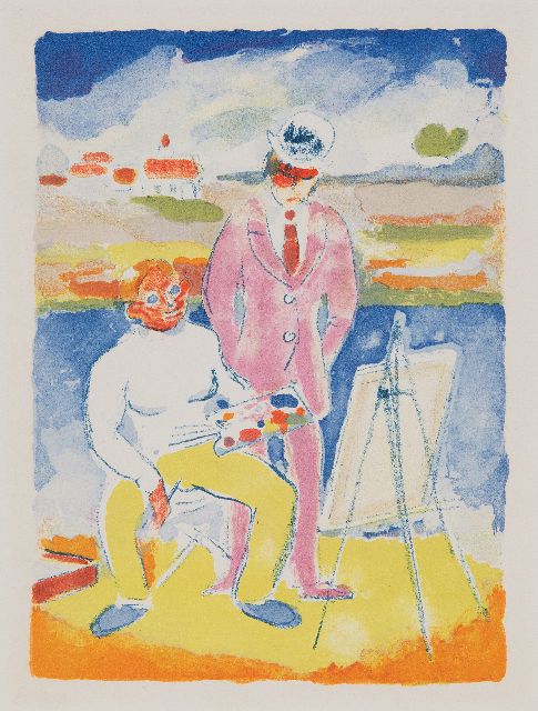 Kees van Dongen | Vlaminck et Derain à Chatou (illustration from Roland Dorgelès, 'Au Beau Temps de la Butte', 1949), lithograph, 28.1 x 21.7 cm, executed ca. 1949