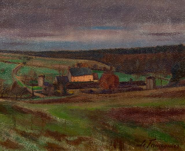 Henri Le Fauconnier | Landscape Grosrouvres, France, oil on canvas, 60.1 x 73.4 cm, signed l.r. and on the reverse and dated on the reverse 1939