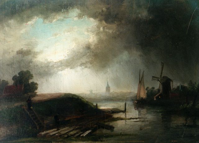 Charles Leickert | Evening twilight, oil on panel, 21.7 x 29.0 cm, signed l.r.