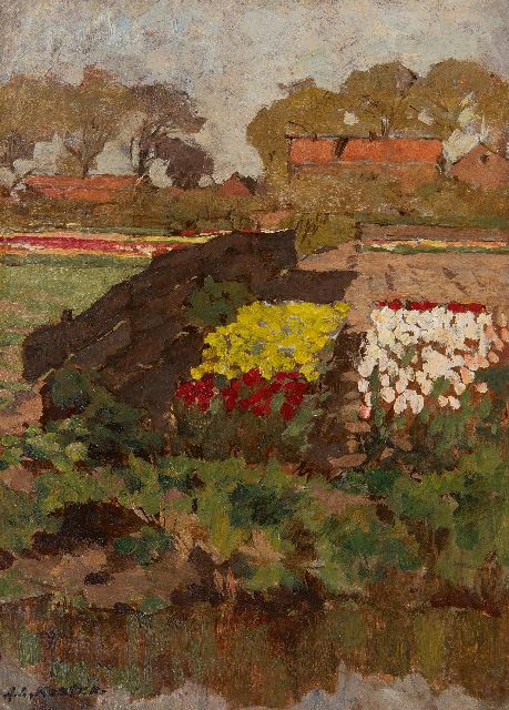 Anton Koster | Bulb fields, oil on panel, 35.0 x 24.9 cm, signed l.l.