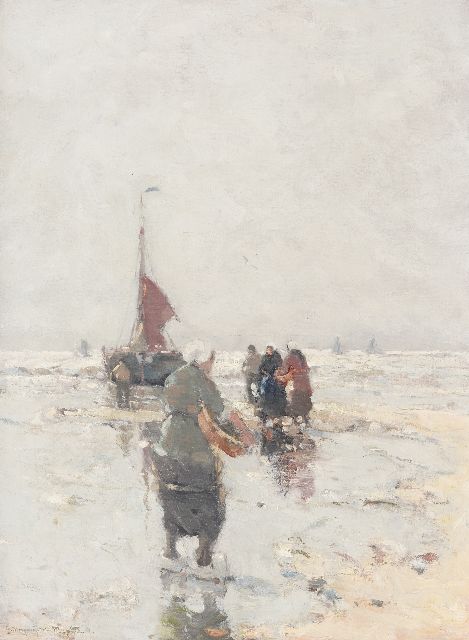 Morgenstjerne Munthe | Fisherwomen on the beach, Katwijk, oil on canvas, 77.3 x 57.2 cm, signed l.l. and dated '19