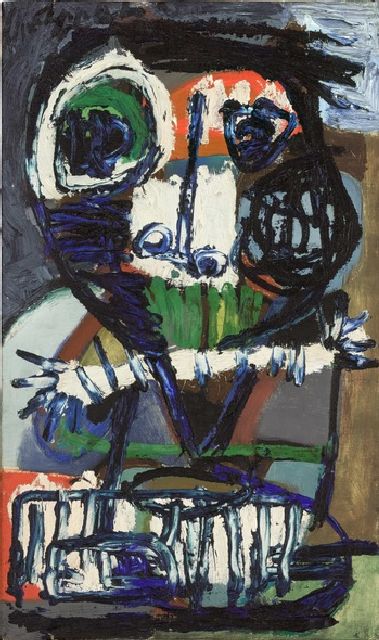 Karel Appel | Le Roi Mage, oil on canvas, 53.3 x 32.0 cm, signed u.l. and painted 1952 - 1954