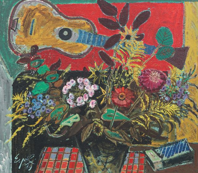 Charles Eyck | Still life with a guitar, oil on canvas, 70.5 x 80.1 cm, signed l.l. and dated '69