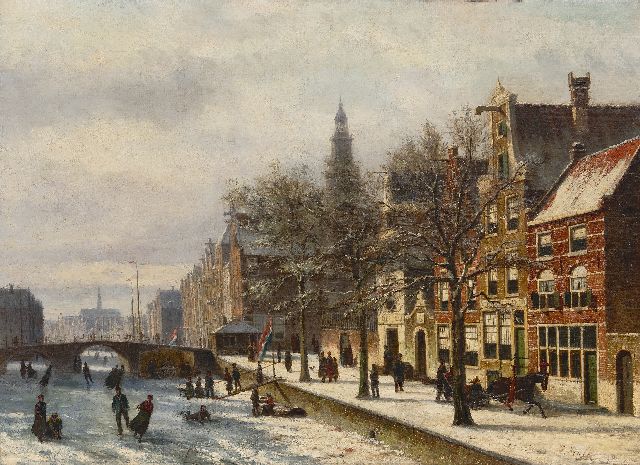 Johannes Frederik Hulk | Haarlem in winter, oil on canvas, 58.2 x 80.6 cm, signed l.r.