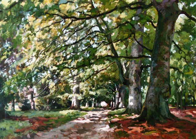 Vuuren J. van | A wooded landscape, oil on canvas 75.0 x 100.2 cm, signed l.r.