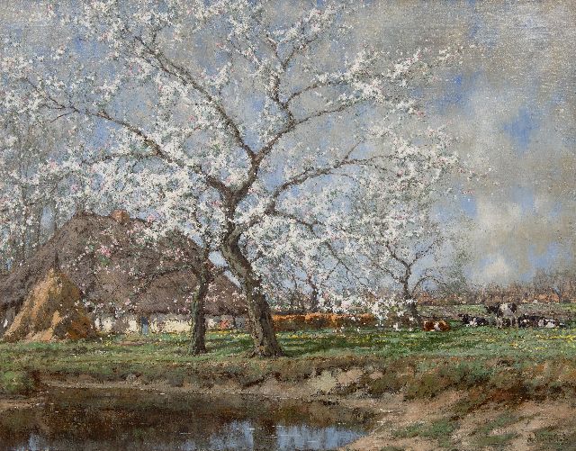 Arnold Marc Gorter | Blooming apple tree by a farm, oil on canvas, 75.6 x 96.3 cm, signed l.r.
