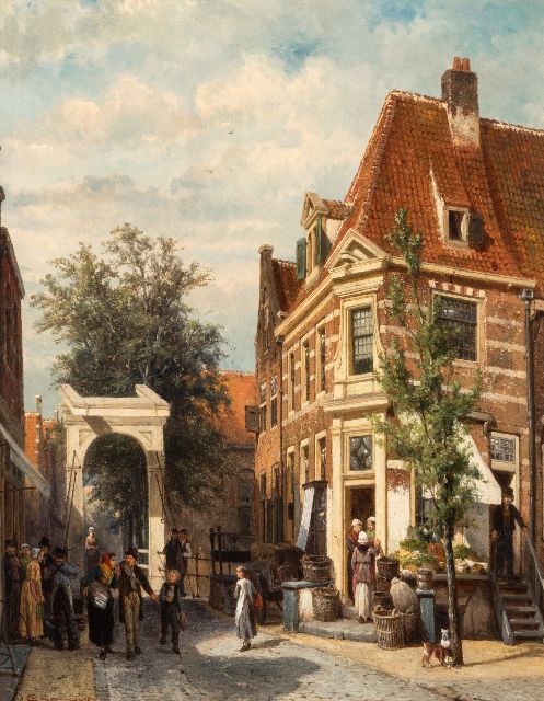 Cornelis Springer | -, oil on panel, 50.0 x 40.5 cm, signed l.l. and dated 1877