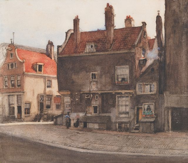 Witsen W.A.  | The Kromboomssloot in Amsterdam, watercolour on paper laid down on board 54.4 x 62.2 cm, signed l.r. and painted ca. 1907-1908