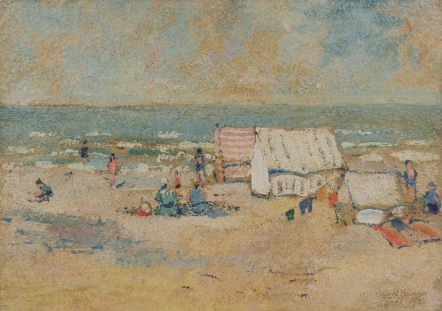 Eduard Houbolt | At the quiet beach, Scheveningen, oil on panel, 22.4 x 31.6 cm, signed l.r. and dated 1939
