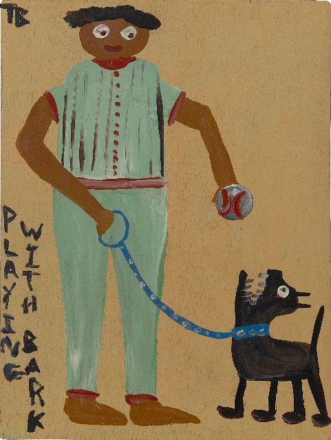 Tim Brown | Playing with Bark, acrylic on panel, 46.0 x 34.5 cm, signed u.l. with ini and dated 1988