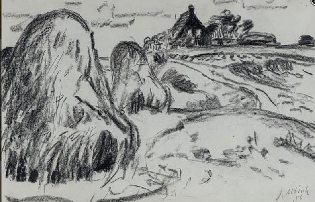 Jan Altink | -, chalk on paper, 32.0 x 48.0 cm, signed l.r. and dated '56