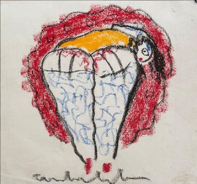 Anton Heyboer | -, chalk on paper, 35.0 x 35.0 cm, signed l.c.