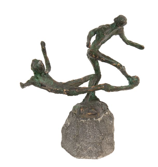 Jits Bakker | Sliding (Johan Cruijff), bronze, 15.5 x 14.0 cm, signed on the base