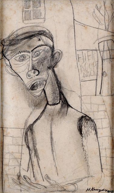 Herman Kruyder | Market vendor, drawing on paper, 18.0 x 11.0 cm, signed l.r. and dated 1929