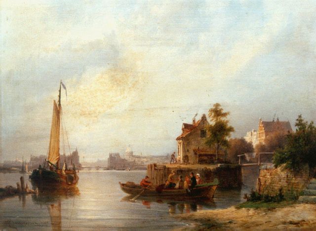 Pieter Cornelis  Dommershuijzen | 'The Zandhoek', Amsterdam, oil on panel, 30.1 x 40.3 cm, signed l.l. and dated 1907