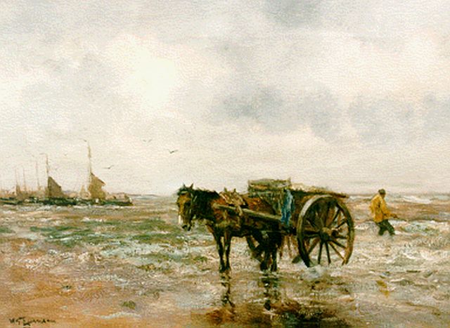 Willem George Frederik Jansen | A shellfischer, oil on canvas, 39.6 x 54.2 cm, signed l.l.