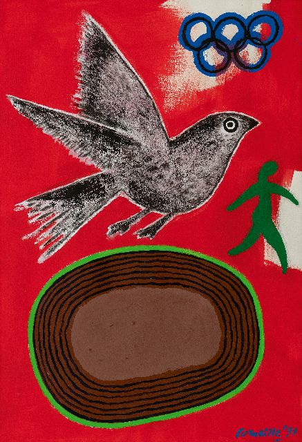 Corneille | Design for the European Youth Olympic Days in Valkenswaard, 1933, gouache on paper, 69.1 x 49.2 cm, signed l.r. and dated '93