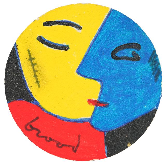 Herman Brood | Coaster, acrylic on felt paper, signed l.l.