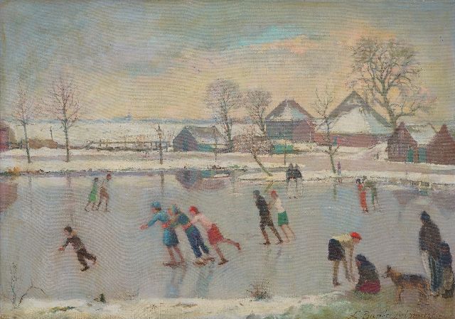 Léonie Bander-Lutomirski | Skating Fun in Noord-Holland, oil on canvas, 50.2 x 69.8 cm, signed l.r. and without frame