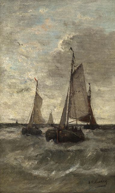 Hendrik Willem Mesdag | Return from the fishing grounds, Scheveningen, oil on canvas, 78.1 x 48.1 cm, signed l.r.