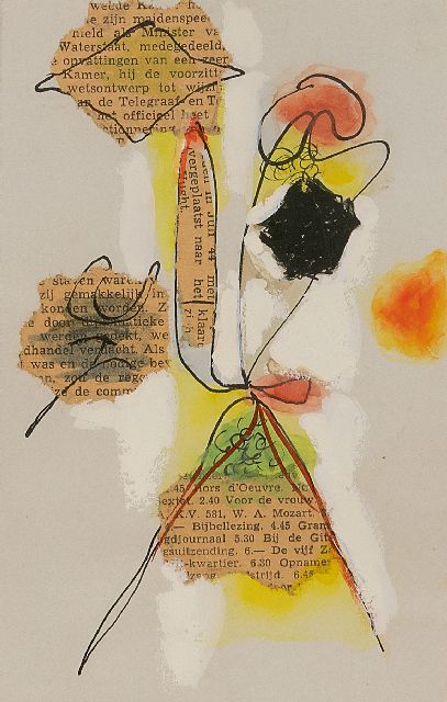 Piet Ouborg | Collage, ink, watercolour, collage and gouache on paper, 15.2 x 9.6 cm, executed ca. 1947