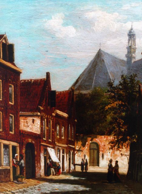 Johannes Jacobus Mittertreiner | A sunlit town view, oil on panel, 19.5 x 14.2 cm, signed l.r.