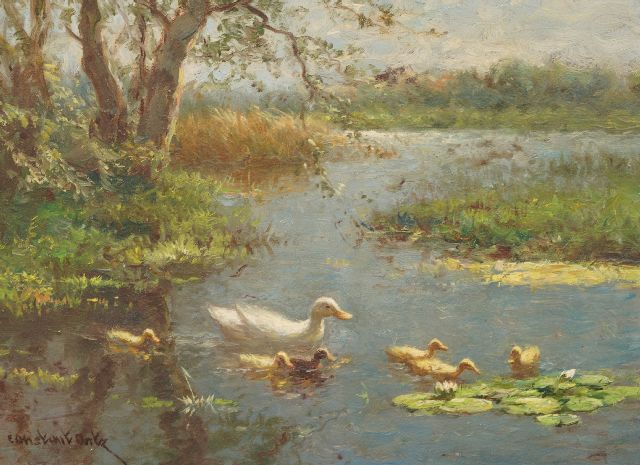 Constant Artz | First swim, oil on panel, 18.2 x 24.1 cm, signed l.l.