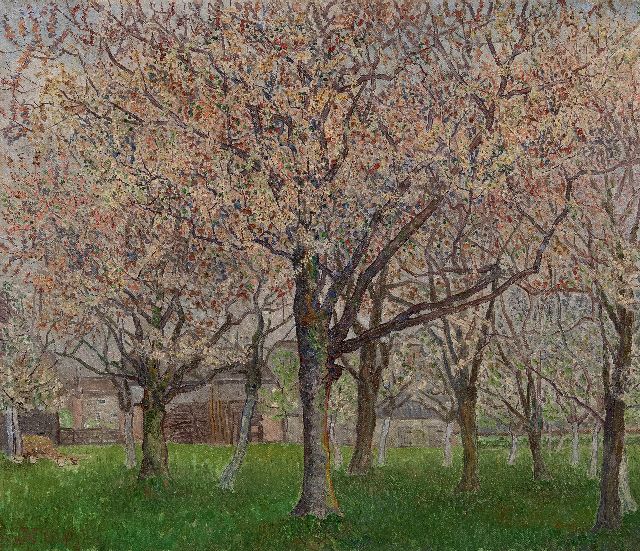 Jakob Nieweg | Blooming orchard, oil on canvas, 55.8 x 65.1 cm, signed l.l. with monogram and dated 1927