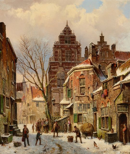 Willem Koekkoek | A snow covered street scene, oil on canvas, 70.0 x 60.0 cm, signed l.r.