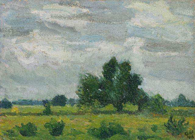 Westerik J.  | Brabant, summer study near Alphen and Riel, oil on board 40.4 x 55.3 cm, signed l.r. with initials and dated '46