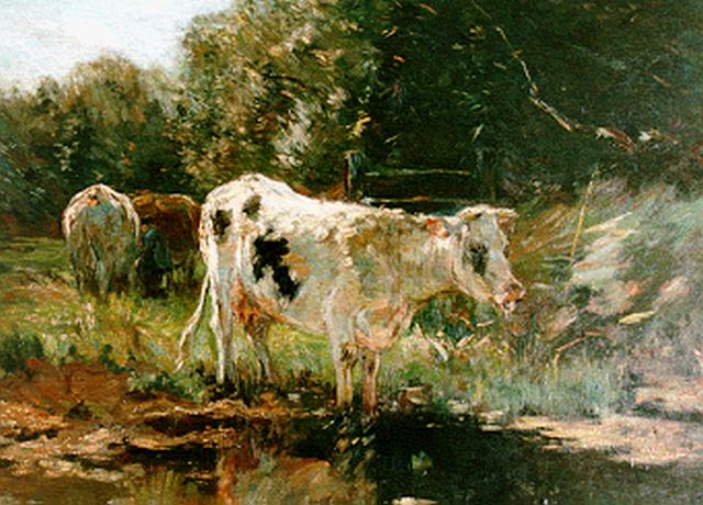 Willem Maris | Cows near a stream, oil on canvas, 80.8 x 101.5 cm, signed l.l.