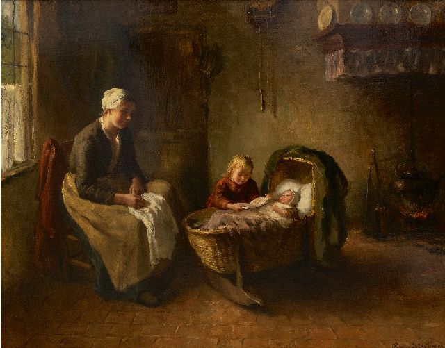 Bernard de Hoog | Reading aloud, oil on canvas, 80.2 x 100.7 cm, signed l.r.