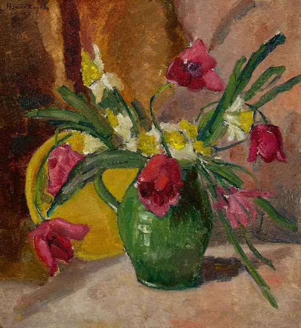 Harrie Kuijten | Flower still life, oil on painter's board, 49.8 x 44.8 cm, signed u.l.