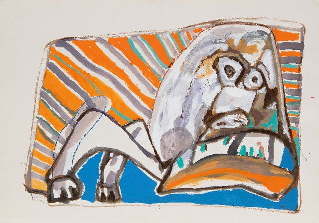 Lucebert | Waakhond II (Watch dog II), gouache on paper, 70.0 x 100.3 cm, signed l.l. and dated 77.VIII.5