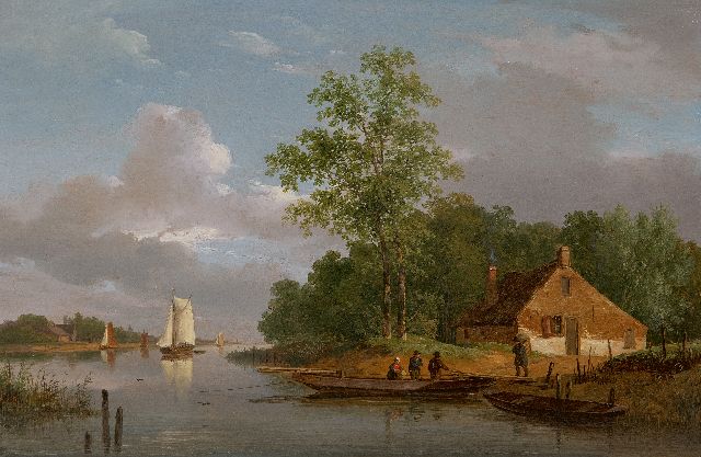 Schelfhout A.  | The foot ferry, oil on panel 32.8 x 49.5 cm, painted ca. 1822