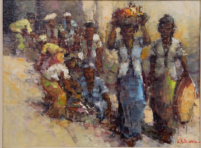 Ohl L.F.  | Elegant ladies, oil on canvas 60.0 x 80.5 cm, signed l.r.