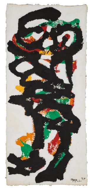Karel Appel | Drac, acrylic on paper, 176.5 x 76.7 cm, signed l.r. and  '77