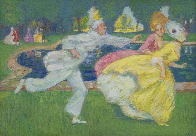 Rögels A.  | Lighthearted garden entertainment, pastel on paper 30.0 x 42.5 cm, signed l.r.
