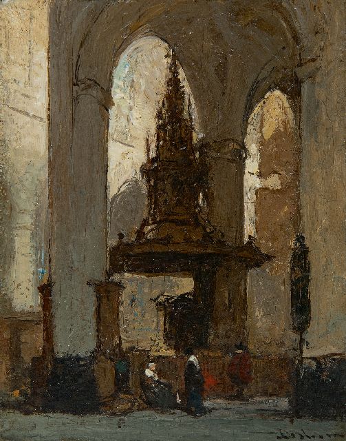 Johannes Bosboom | Interior of the Nieuwe Kerk in Amsterdam, oil on panel, 13.8 x 11.0 cm, signed l.r.