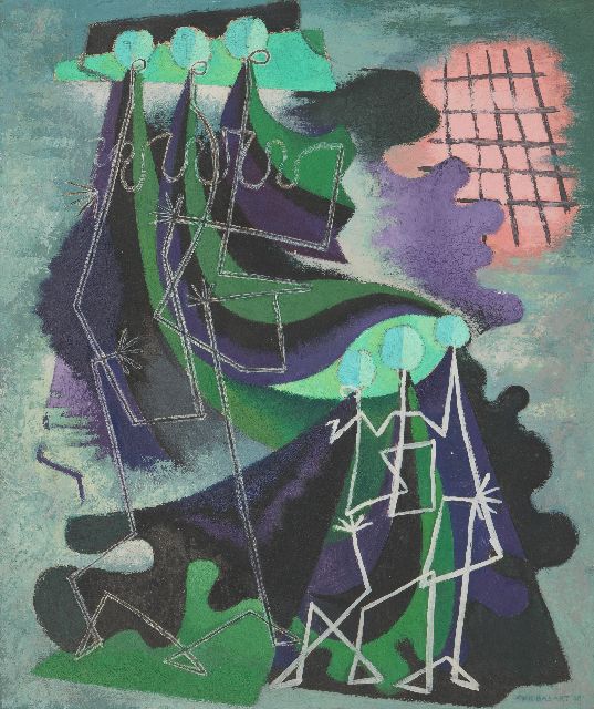 Basart C.J.  | Untitled, oil on board 55.0 x 46.0 cm, signed l.r. and dated 1948