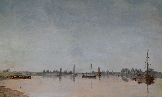 Jan Voerman sr. | View of the river Ijssel near Hattem, oil on panel, 31.5 x 51.9 cm, signed l.l. with initials
