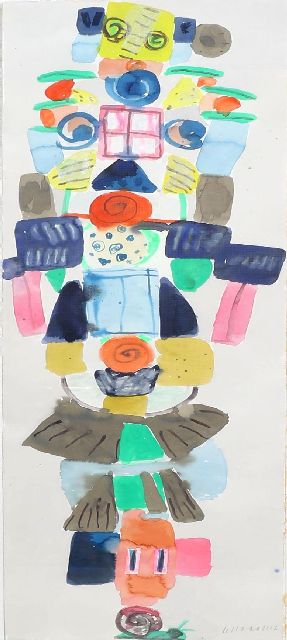 Haan J. de | -, gouache on paper 123.0 x 41.0 cm, signed l.r. and dated 2002