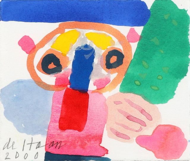 Jurjen de Haan | Figure, gouache on paper, 12.0 x 12.2 cm, signed l.l. and dated 2000