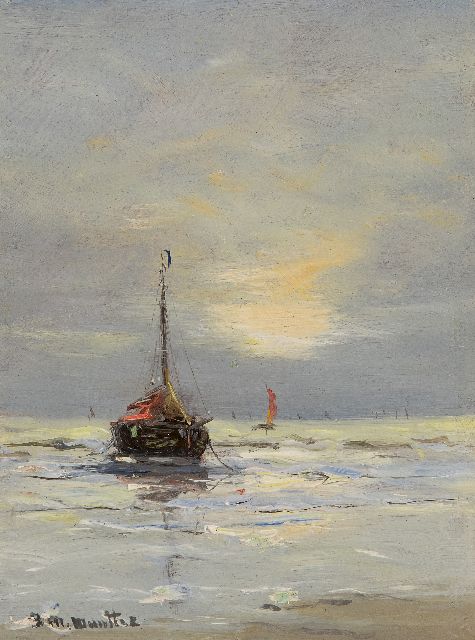 Morgenstjerne Munthe | Evening mood, oil on painter's board, 19.9 x 14.9 cm, signed l.l.